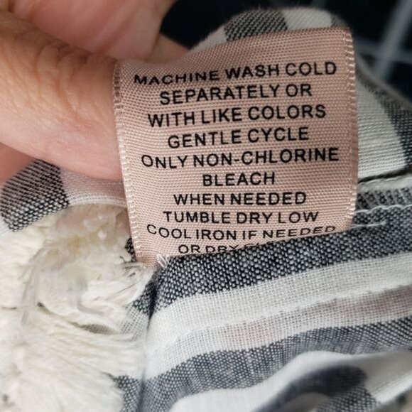 Philosophy Embroidered Striped Fringe Trim Ballon Sleeve Shift Dress Size L - Picture 8 of 9